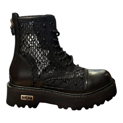 Cult Stivale Donna Pelle Rete Perle CLW469600 Nero PE26
