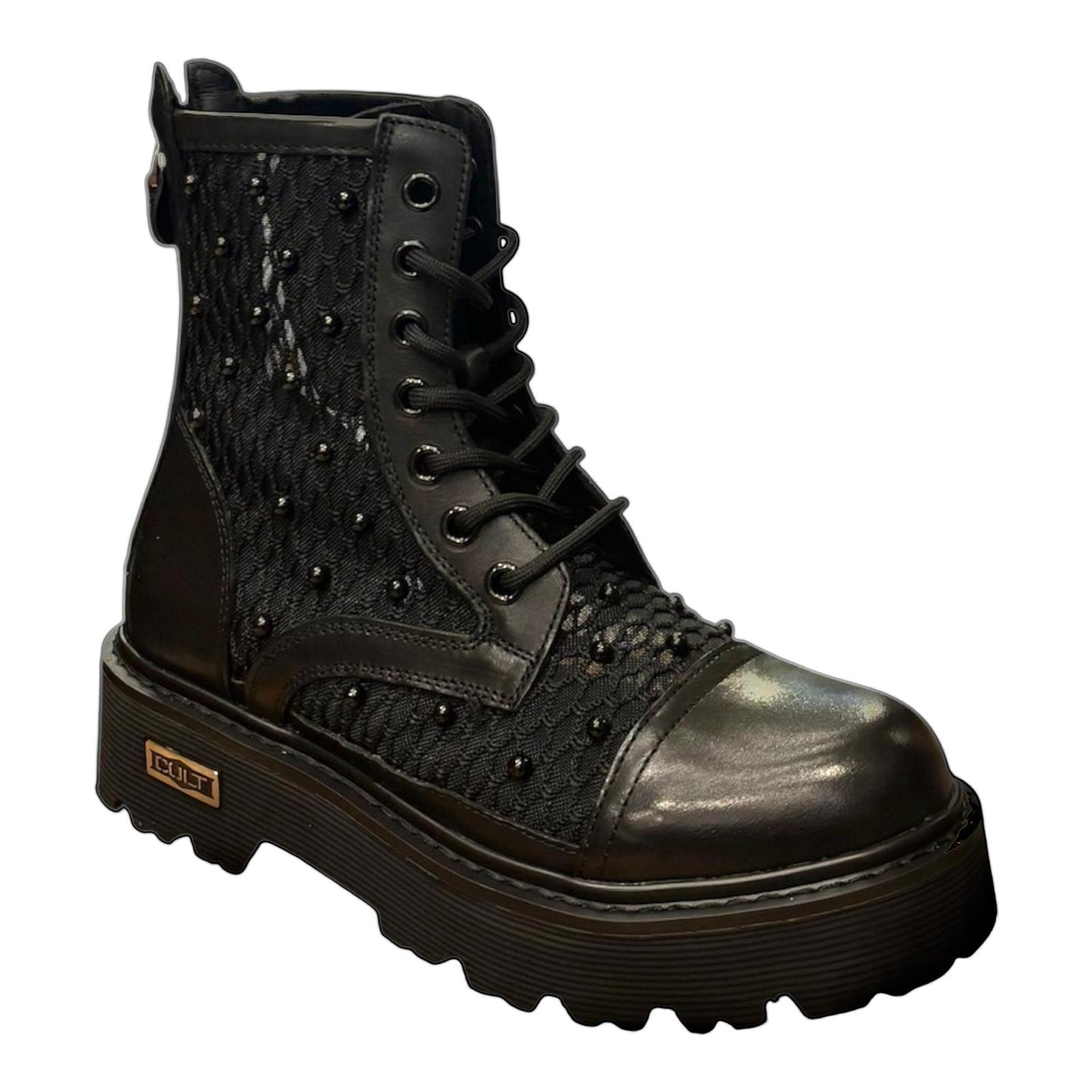 Cult Stivale Donna Pelle Rete Perle CLW469600 Nero PE26