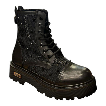 Cult Stivale Donna Pelle Rete Perle CLW469600 Nero PE26