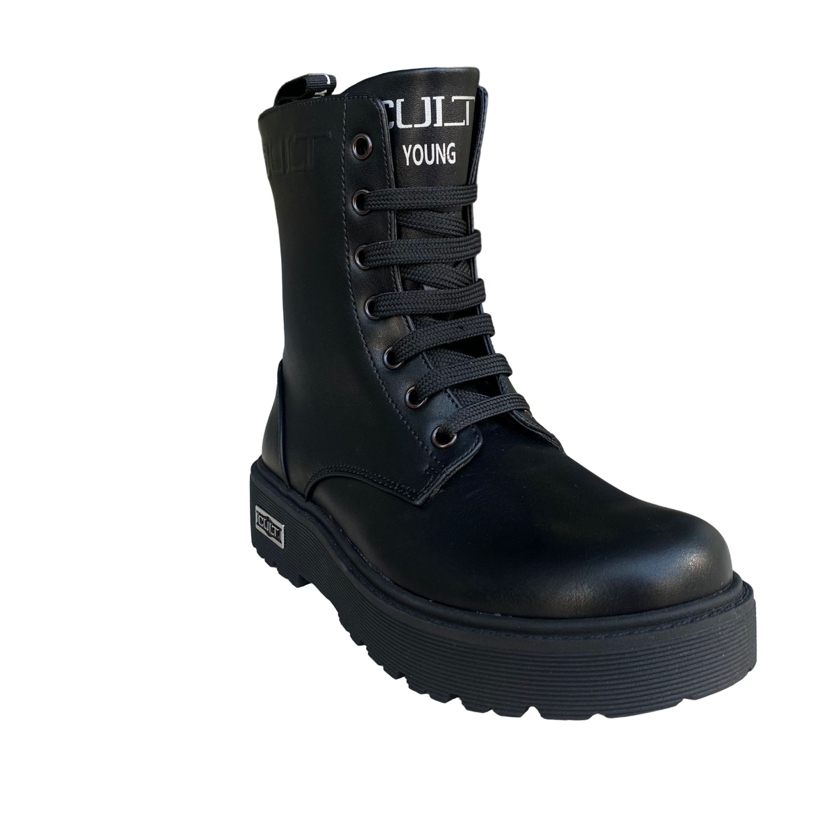 Cult amphibian girl's shoe with lace and zip T-056 black