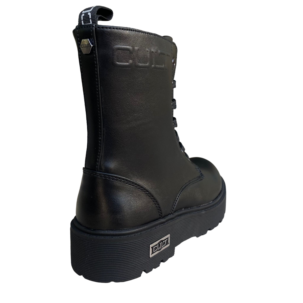 Cult amphibian girl's shoe with lace and zip T-056 black