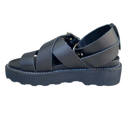 Cult sandalo da donna in pelle con cinturini e fibbie Ziggy 3442 CLW344200 nero