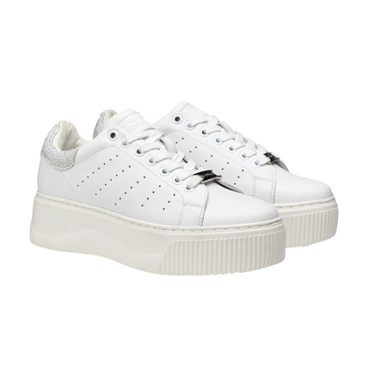 Cult scarpa sneakers da donna in pelle con applicazione glitter Perry 3162 CLW316220 bianco