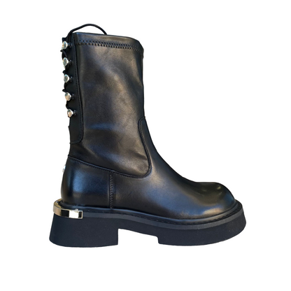 Cult stivale da donna in pelle con allacciatura dietro e cerniera laterale Babe 4366 nero
