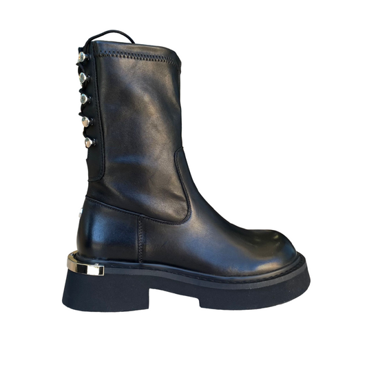 Cult stivale da donna in pelle con allacciatura dietro e cerniera laterale Babe 4366 nero