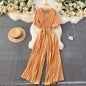 Women's Summer Jumpsuit, V-Neck, Slim High Waist, Wide Leg Jumpsuit