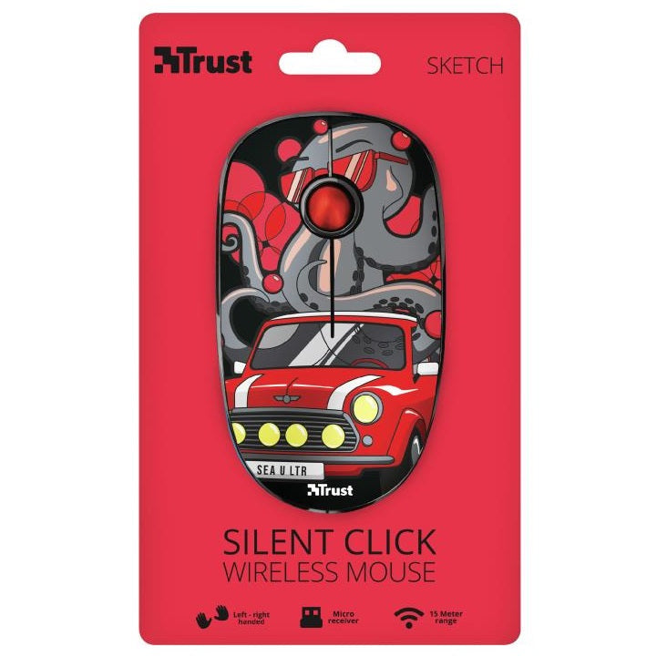 Trust Kabellose optische Maus Sketch Silent Click USB Rot