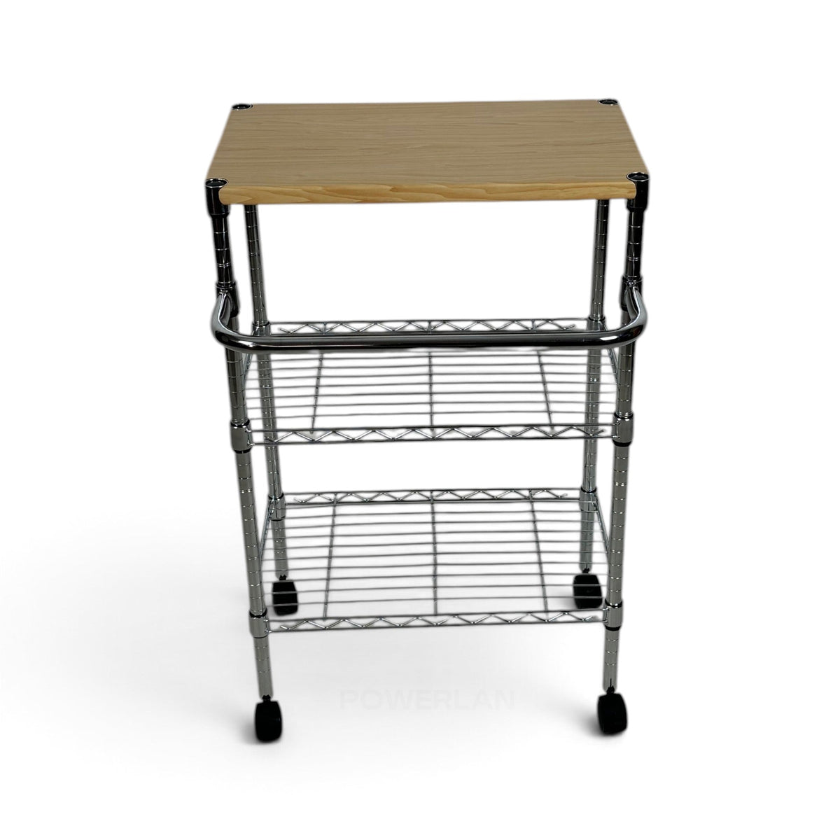 Carrello Metallika con Ruote e Piano in Legno – 2 Ripiani Grigliati
