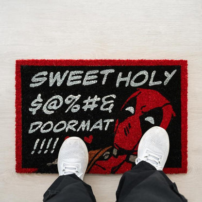 Marvel Fußmatte (Deadpool) Schwarz Teppich für Außen- oder Innenbereich Kinderzimmer Bad Antirutsch 40x60 cm