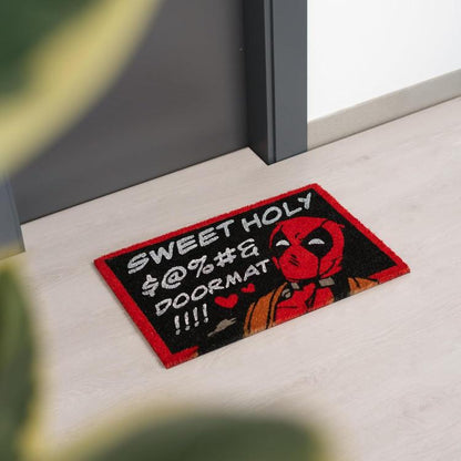 Marvel Fußmatte (Deadpool) Schwarz Teppich für Außen- oder Innenbereich Kinderzimmer Bad Antirutsch 40x60 cm