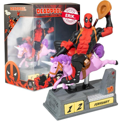 Ewiger Kalender - Marvel Deadpool (Pony) 3D Tischfigur Gadget Statue Schreibtischdekoration Fans: Geschenk Gadget 17 x 21 x 9,5 cm