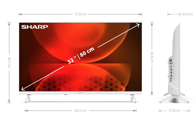 Sharp - Smart Tv 32" Android Led Frameless Hd Wi-Fi Chromecast Bianco - Google TV 32HF2265EW