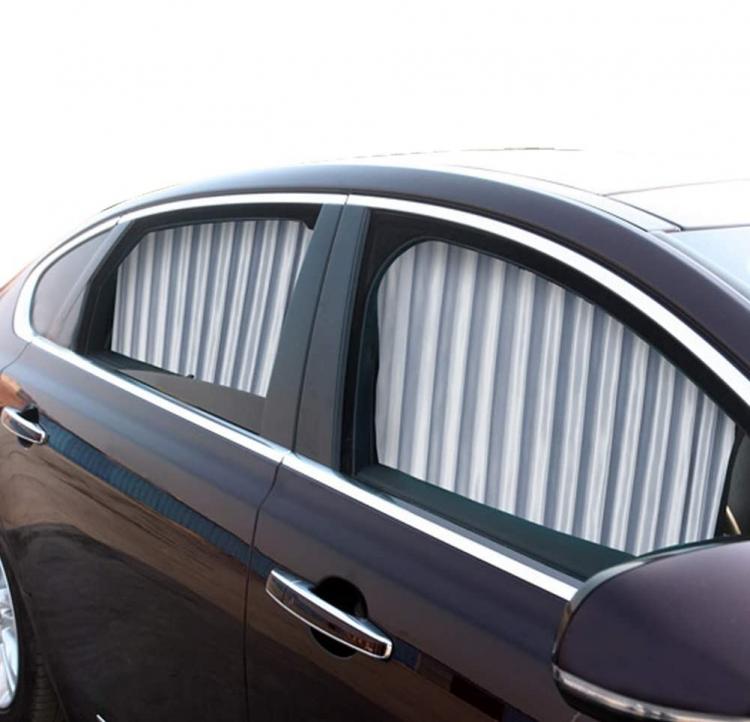Set 4 Magnetische Sonnenschutzblenden für Front- und Heckscheibe des Autos, Grau