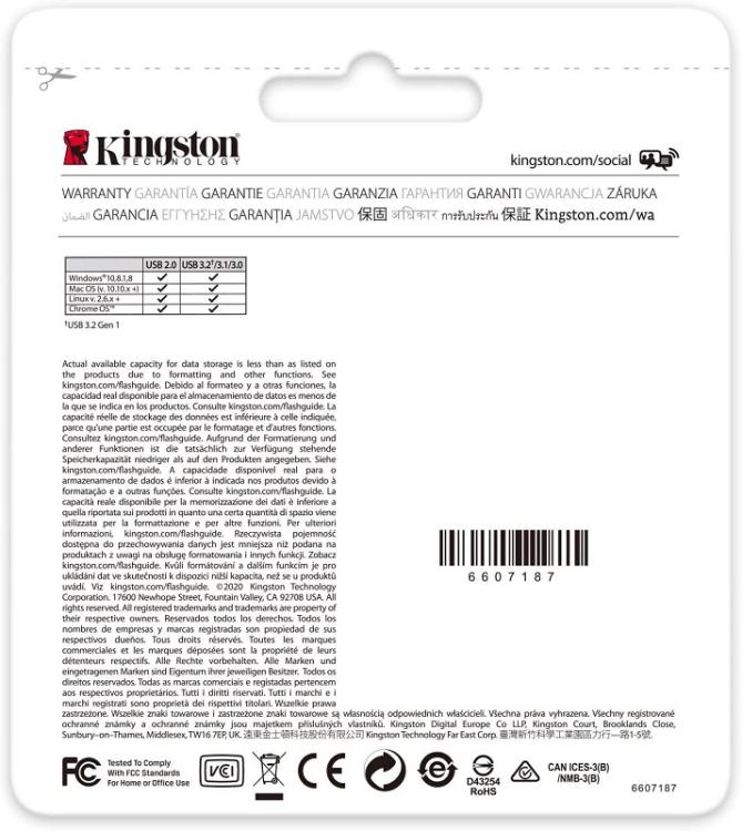 Kingston Dtxm/64Gb Usb 3.2 Chiavetta Pendrive A Scomparsa Datatravel Exodia M
