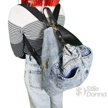 Stile Donna Bags - Dask Zaino in Denim con Stampa