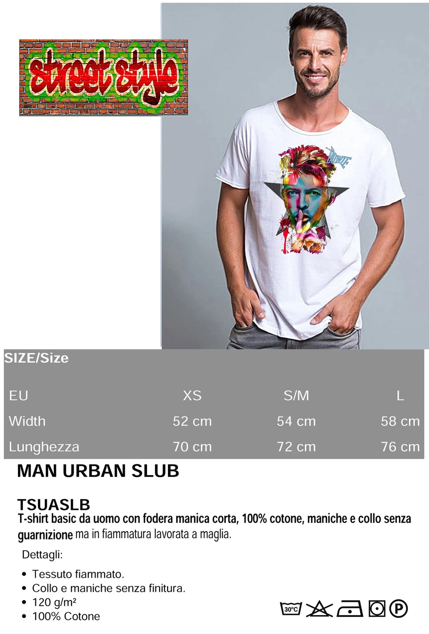T-shirt David Bowie Uomo - The Legend Rock Made in Italy