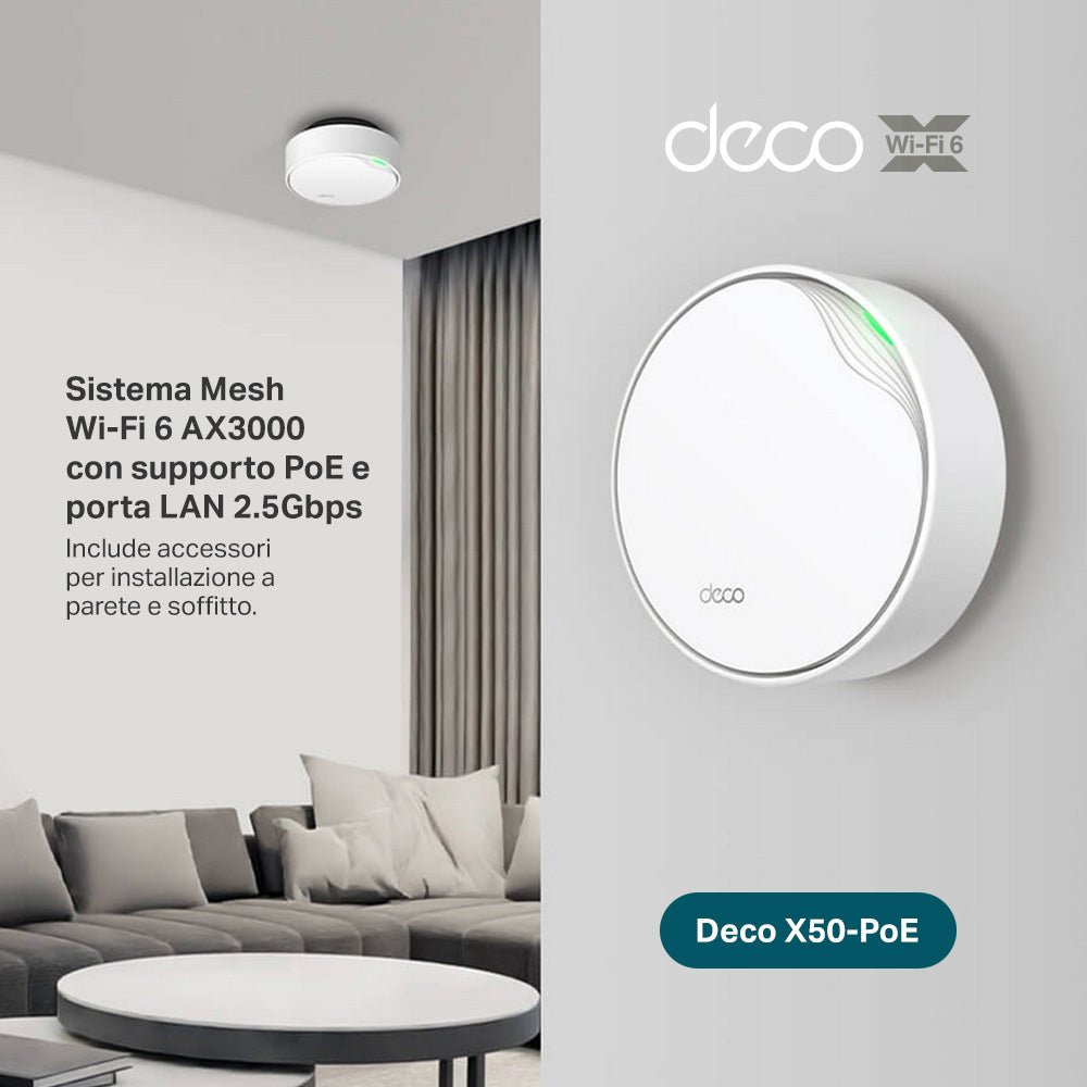 Deco X50-PoE Sistema Mesh Wi-Fi 6 AX3000Mbps, 1pz