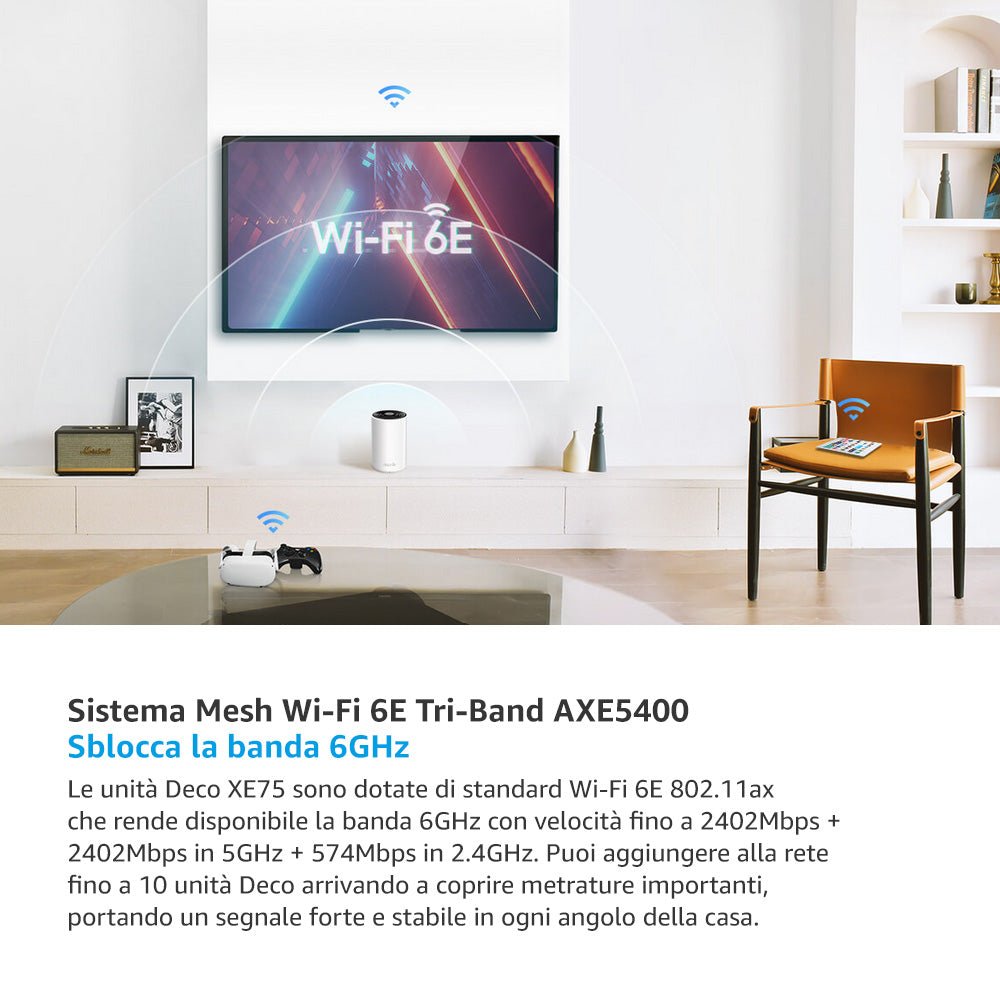 Deco XE75 Sistema Mesh Wi-Fi 6E AXE5400Mbps, 1pz