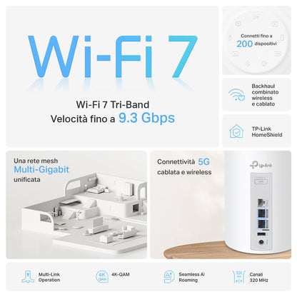 Deco BE65 Pro Sistema Mesh Wi-Fi 7 BE9300Mbps 2 Porte 5Gbps, 3pz