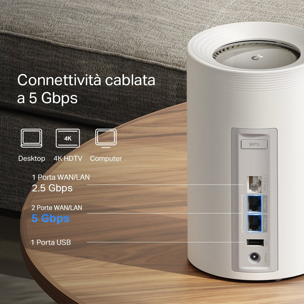 Deco BE65 Pro Sistema Mesh Wi-Fi 7 BE9300Mbps 2 Porte 5Gbps, 3pz