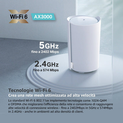 Deco X3000-5G Router 5G Mesh Wi-Fi 6 AX3000Mbps,  Porta 2.5G