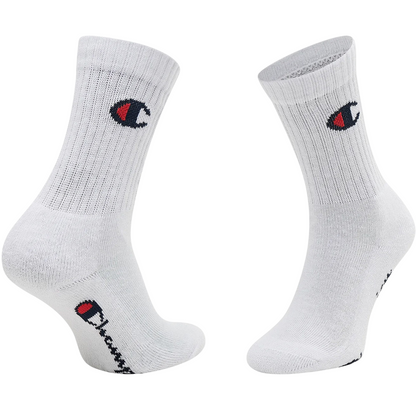 Champion calzino di media altezza con logo C U34578 WW001 bianco. Confezione da 3 paia