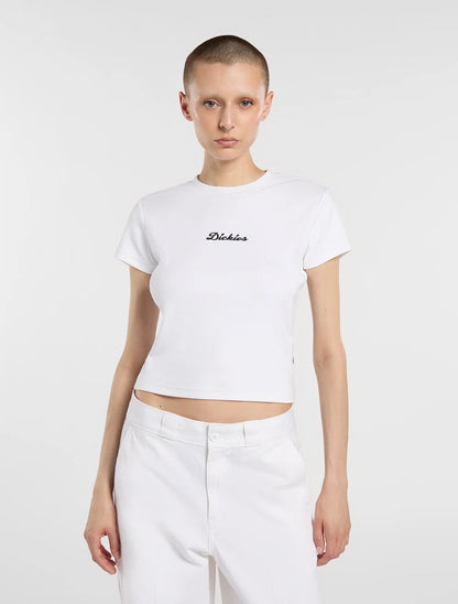 Dickies T-shirt Donna Wellsville DK0A88JT0WH1 Bianca – Cotone 275 g/m²