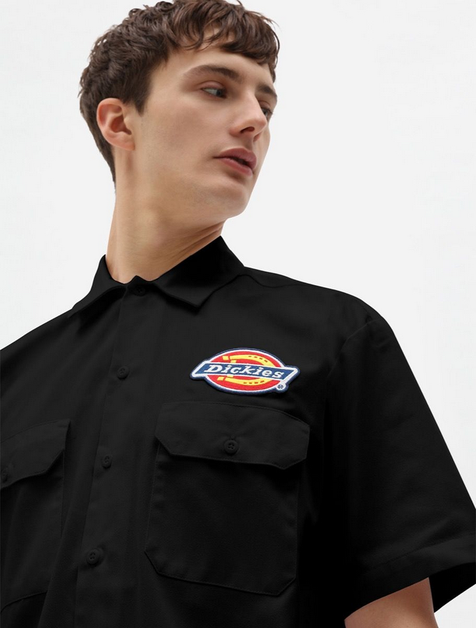 Dickies Camicia Uomo Manica Corta Nera - Clintondale DK0A4XRRBLK1