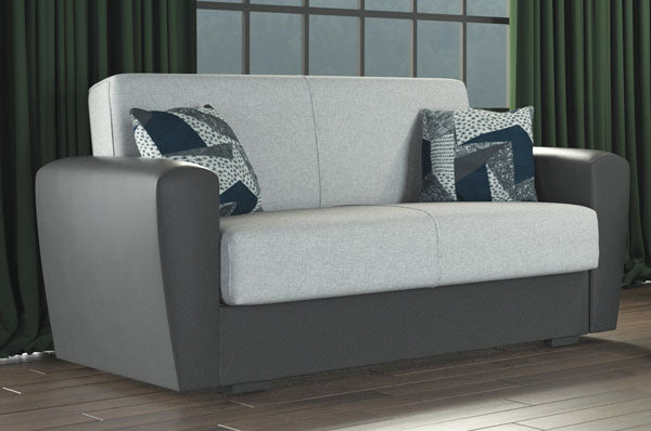 Schlafsofa Miami 2-Sitzer (162x66x80 cm) aus Kunstleder und Stoff