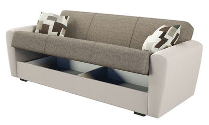 Schlafsofa Miami 3-Sitzer aus Stoff/Kunstleder - Beige und Grau