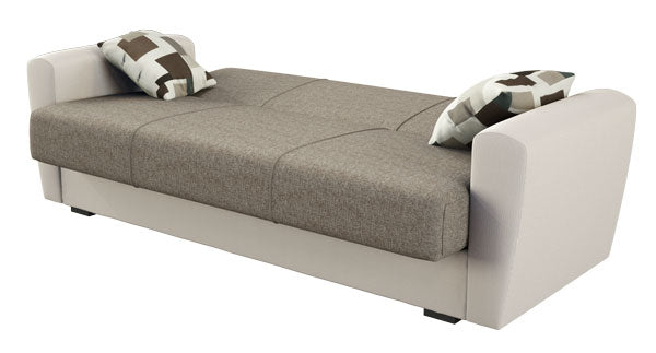 Schlafsofa Miami 3-Sitzer aus Stoff/Kunstleder - Beige und Grau