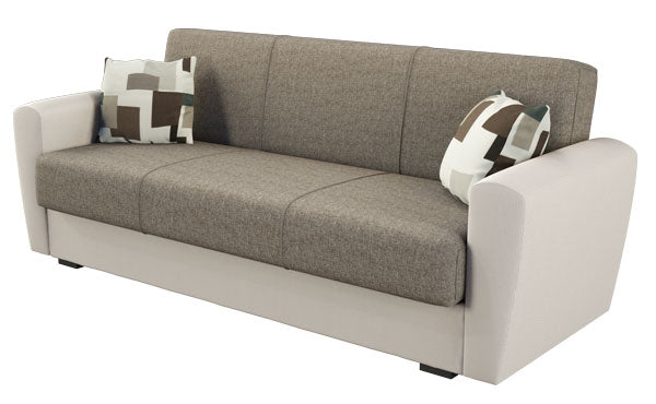 Schlafsofa Miami 3-Sitzer aus Stoff/Kunstleder - Beige und Grau