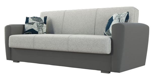 Schlafsofa Miami 3-Sitzer aus Stoff/Kunstleder - Beige und Grau