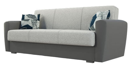 Schlafsofa Miami 3-Sitzer aus Stoff/Kunstleder - Beige und Grau