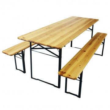 Bierzeltgarnitur aus Fichtenholz 28 mm, 200x70 cm, doppelt lackiert