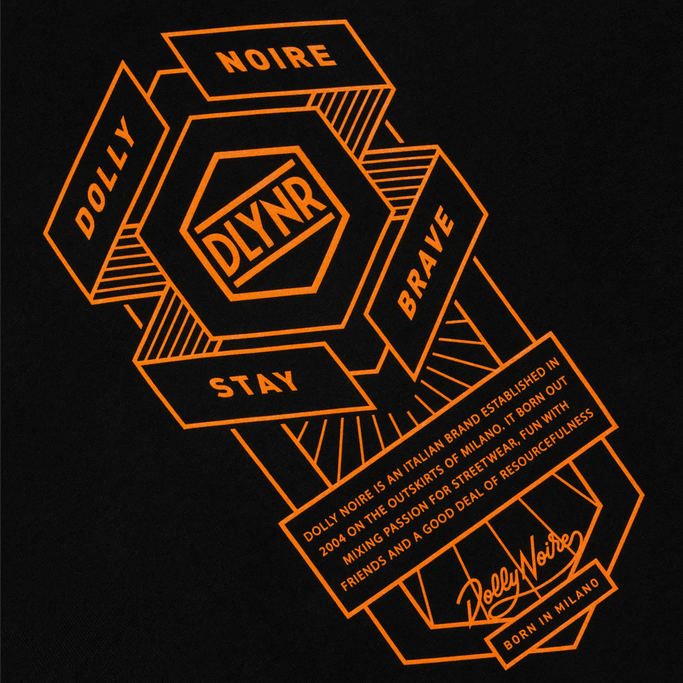 Dolly Noire Felpa Cappuccio Corporate 01 Hoodie SW363-SA-01 Black Orange