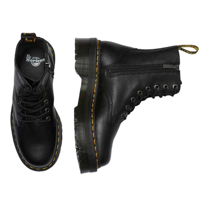 Dr. Martens Stivale anfibio con zeppa da donna in morbida pelle Pisa Jadon III 26378001 nero