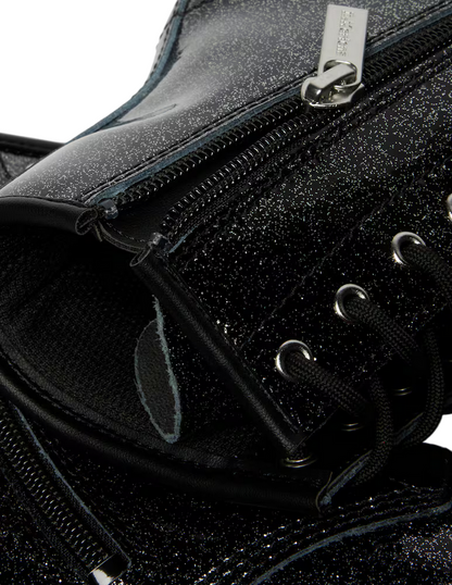 Dr. Martens – Stivali Junior 1460 Glitter 41436001 Nero & Argento | Design Brillante, Pelle Glitterata Kids, Comfort Protezione