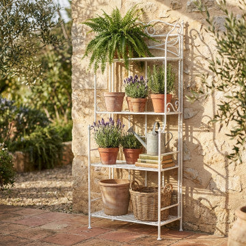 Étagère metallo 4 piani verniciato polvere bianco antico 61x32x156h