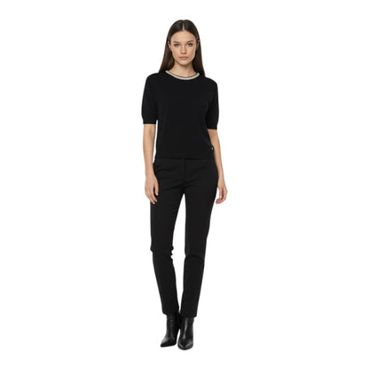 Yes Zee Maglia Donna Applicazioni Gioiello M243/IF00 Nero