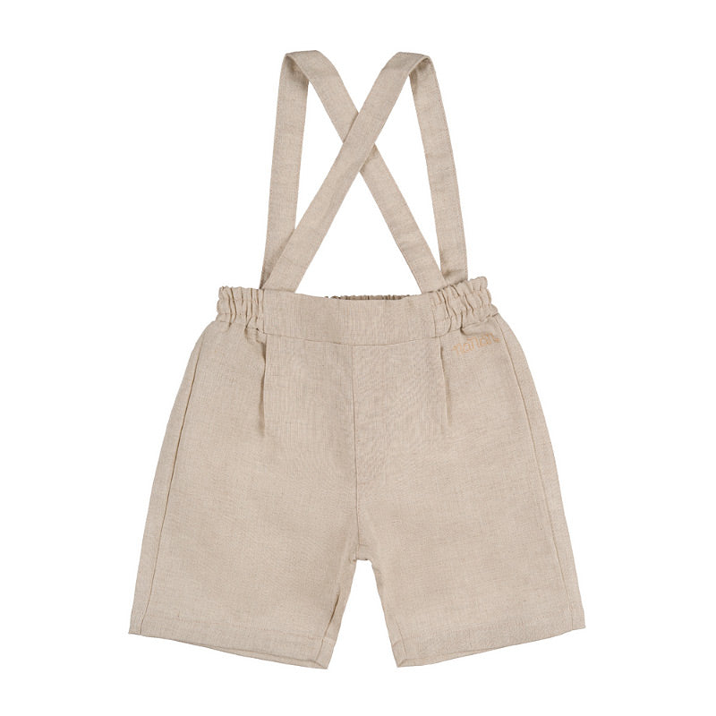 Shorts beige con bretelle