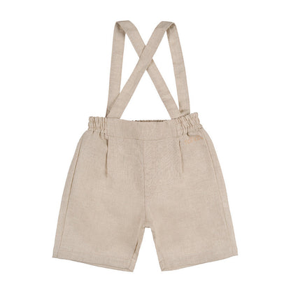 Shorts beige con bretelle