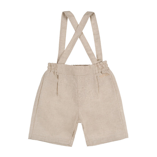 Shorts beige con bretelle