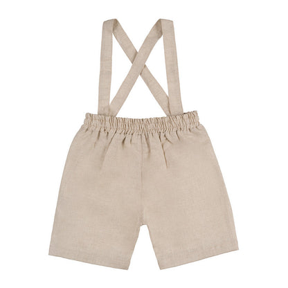 Shorts beige con bretelle