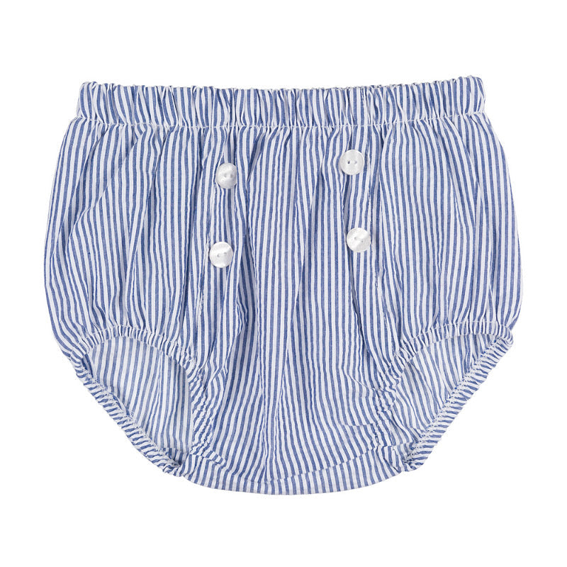 T-shirt camicia con culotte blu a righe