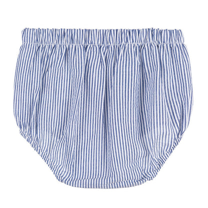 T-shirt camicia con culotte blu a righe