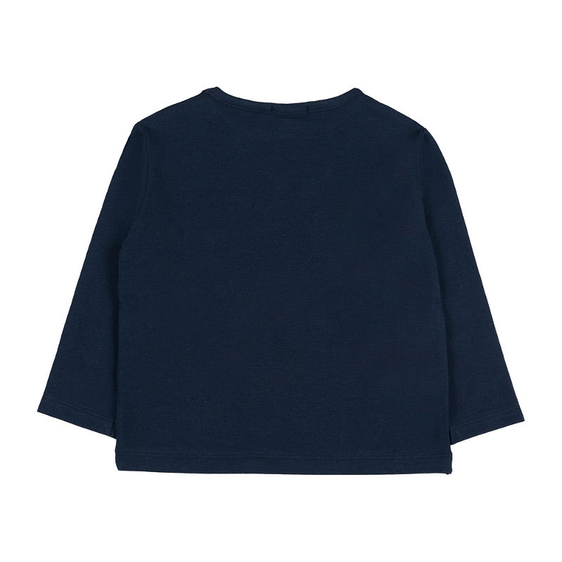 T-shirt blu a manica lunga con tartaruga