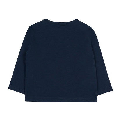 T-shirt blu a manica lunga con tartaruga