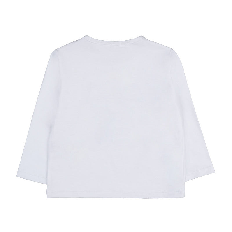 T-shirt bianca a manica lunga con tartaruga