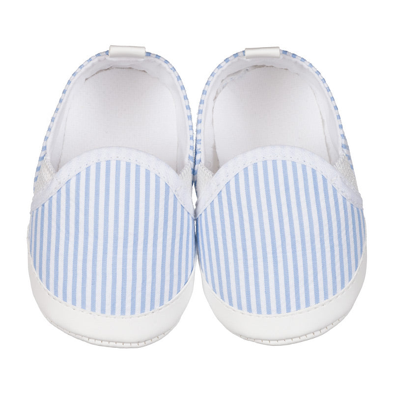 Scarpine azzurre in tessuto a righe